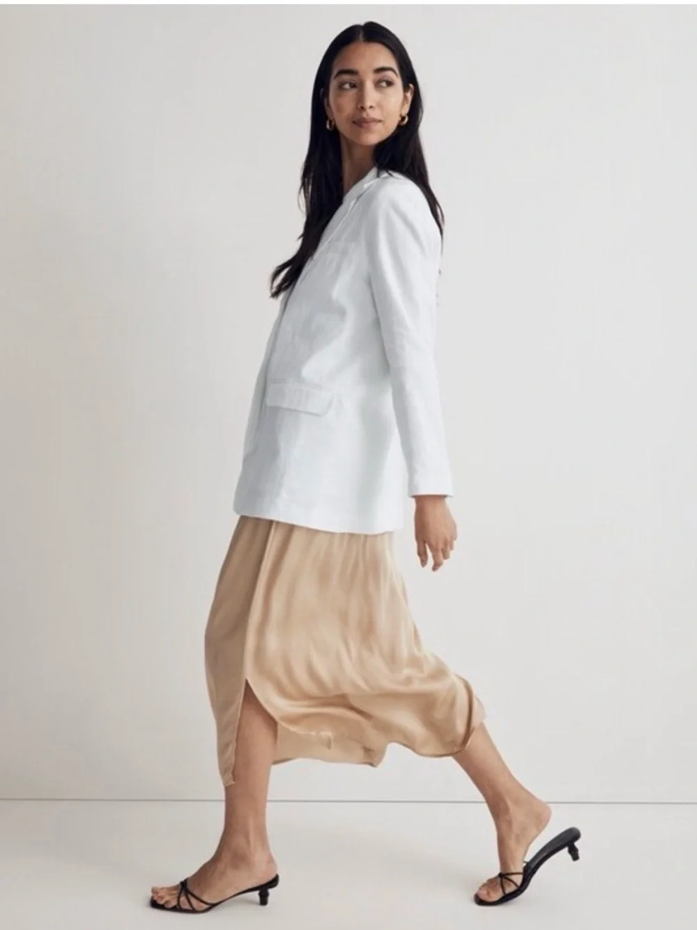 NWT • MADEWELL • Larsen Classic White Linen Tailored Single-Button Jacket Blazer